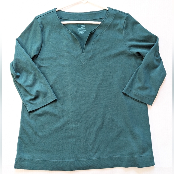 L.L. Bean Green 3/4 Sleeve Women's Top - Picture 5 of 13